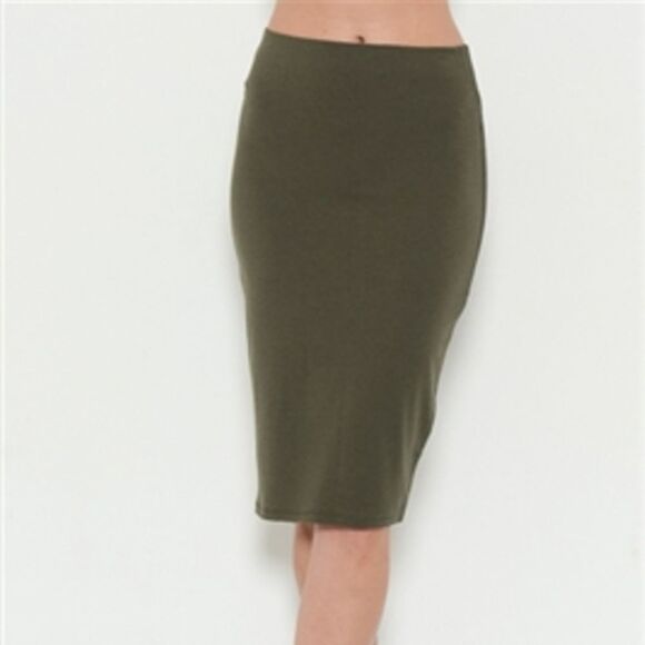 Heart & Hips Medium Enzyme Washed Cotton Pullon Olive Office to Dinner Skirt - Picture 1 of 4